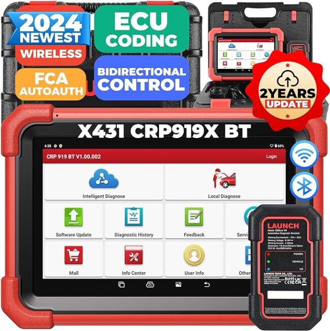 2025 LAUNCH X431 CRP919XBT CRP919X BT OBD2 Scanner with DBScarVII Bi-Directional Diagnostic Tool All System 35+ Services CAN FD/DoIP FCA SGW