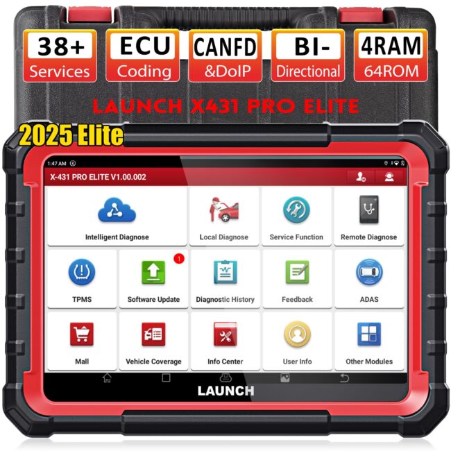 2025 Latest LAUNCH X431 PROS ELITE Full System Bidirectional Scan Tool Support 32+ Services, CANFD&DoIP, FCA Autoauth, Guide Function